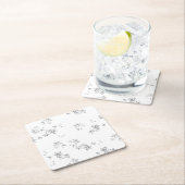 雪片の白黒の写真 スクエアペーパーコースター (インサイチュ)