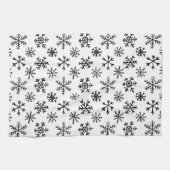 雪片の白黒パターン キッチンタオル (横)