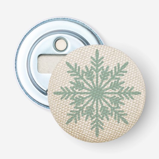 雪片の素朴な刺繍が冬のヴィンテージに見える 栓抜き (正面)