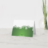 雪片の緑の白い冬の結婚式は感謝していしています サンキューカード (裏面)