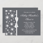 雪片の菓子16冬の不思議の国の灰色 招待状 (正面/裏面)