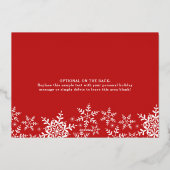 雪片の落下フルフォトレッドクリスマス金ゴールド 箔シーズンカード (裏面)