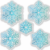 雪片の虹色クール青 シール (正面)