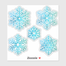 雪片の虹色クール青 シール