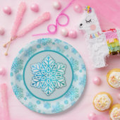 雪片の虹色ブルー ペーパープレート (パーティー)