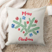 雪片の装飾を施したクリスマスツリーの枝 クッション (ブランケット)