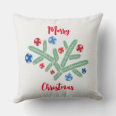 雪片の装飾を施したクリスマスツリーの枝 クッション (裏面)