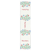 雪片の装飾を施したクリスマスツリーの枝 ショートテーブルランナー (正面)