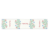 雪片の装飾を施したクリスマスツリーの枝 ショートテーブルランナー (横)