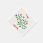 雪片の装飾を施したクリスマスツリーの枝 スタンダードカクテルナプキン (角)