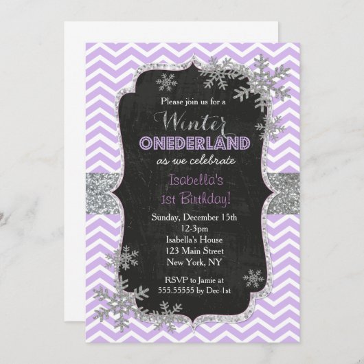 雪片の誕生日の招待状 招待状 (正面/裏面)