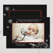 雪片の調和-写真の休日カード シーズンカード (正面/裏面)