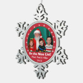 雪片の赤い写真のオーナメント スノーフレークピューターオーナメント (右)