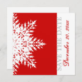 雪片の赤い冬の結婚式の日付を保存 セーブザデート (正面/裏面)