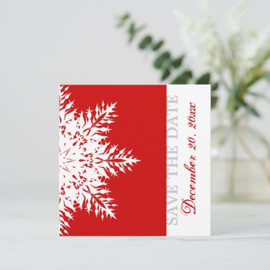 雪片の赤い冬の結婚式の日付を保存 セーブザデート (スタンド正面)