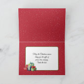 雪片の赤い納屋とリース シーズンカード (内部)