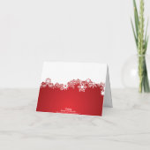 雪片の赤く白い冬の結婚式は感謝していしています サンキューカード (裏面)