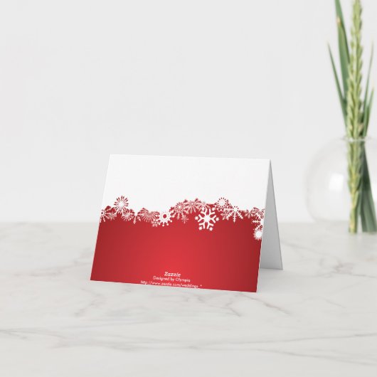 雪片の赤く白い冬の結婚式は感謝していしています サンキューカード (裏面)