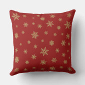 雪片の赤の両方向のデザインの金ゴールド クッション (裏面)