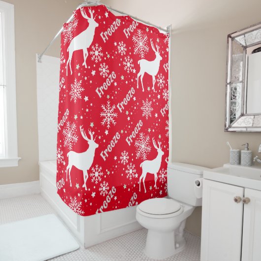 雪片の赤 シャワーカーテン (インサイチュ)