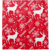 雪片の赤 シャワーカーテン (正面)