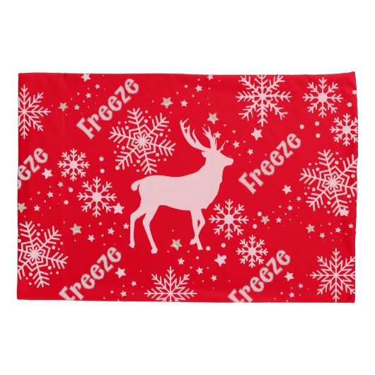 雪片の赤 枕カバー (裏面-左)