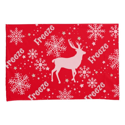 雪片の赤 枕カバー (正面右)