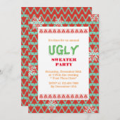 雪片の醜いセータークリスマスパーティー 招待状 (正面/裏面)