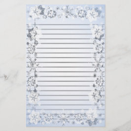 雪片の重い並べられた筆記用紙 便箋