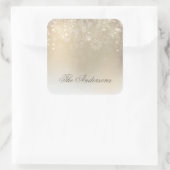 雪片の金ゴールドのパーソナライズなHolida |のステッカーのシール スクエアシール (バッグ)