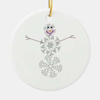 雪片の雪だるまのオーナメント セラミックオーナメント