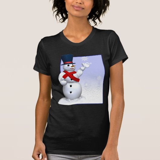 雪片の雪だるま Tシャツ (正面)