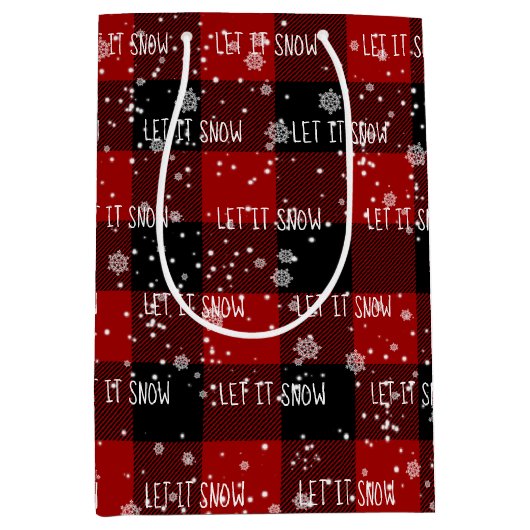 雪片の雪の文字 ミディアムペーパーバッグ (正面)