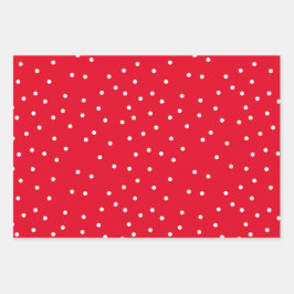 雪片の雪の点とキャンディーケーンストライプの ラッピングペーパーシート