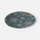 雪片の青いクリスマスの休日の冬のプレート ペーパープレート (アングル)