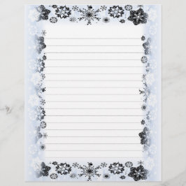 雪片の額縁付き筆記紙
