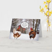 雪片の鶏誕生日ユーモア カード (黄色い花)