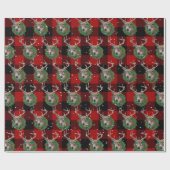 雪片の鹿とクリスマスリース ラッピングペーパー (フラット)