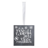 雪片の黒板が素晴らしい季節 キューブオーナメント (右)