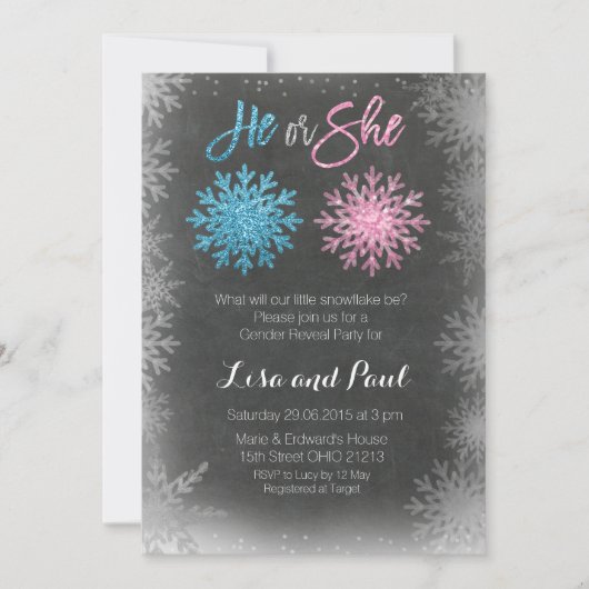 雪片の黒板の性は招待を明らかにします 招待状 (正面)