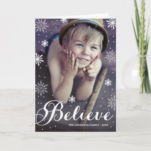 雪片の|折られた休日の挨拶状を信じて下さい シーズンカード (正面)