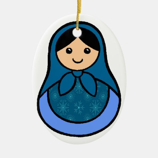 雪片のMatryoshkaのオーナメント セラミックオーナメント (正面)