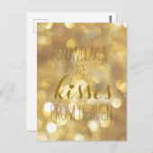 雪片はキスから天国-金ゴールドグリッター ポストカード (正面/裏面)