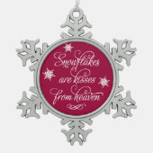 雪片はキスブルゴーニュ天国引用文 スノーフレークピューターオーナメント (正面)