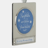 雪片は天国メモリアルのキスエレガントである シルバープレートバナーオーナメント (右)