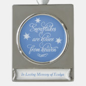 雪片は天国メモリアルのキスエレガントである シルバープレートバナーオーナメント (正面)
