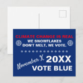 雪片は溶けない、我々は青2020選挙に投票 ポストカード (正面/裏面)