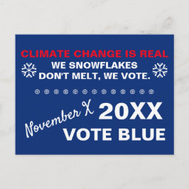 雪片は溶けない、我々は青2020選挙に投票 ポストカード