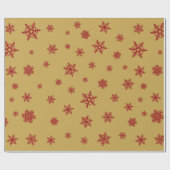 雪片は金ゴールドの赤を模造します ラッピングペーパー (フラット)