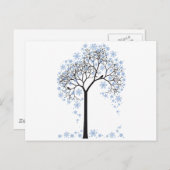 雪片や鳥が咲く冬の木 ポストカード (正面/裏面)